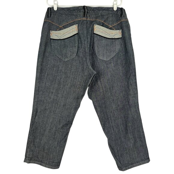 Venezia Women's Stretch Straight Mid Rise Navy Denim Cropped Jeans Plus Size18 - Picture 2 of 12